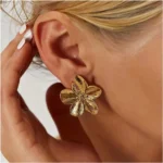 Stainless Steel Flower Earrings Dressing Gifts